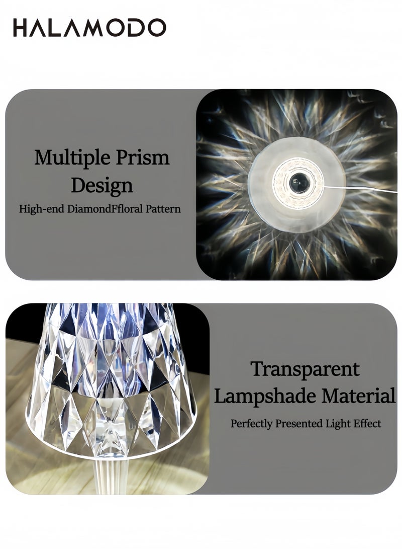 Plug-in LED Table Lamp Bohemian Acrylic Crystal Accent Light,Metal Bedside Lamps Dimmable Touch Sensor Lamp for Vanity Bar Bedroom - Image 4