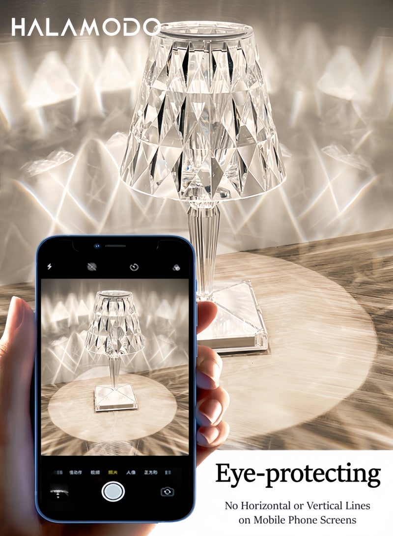 Plug-in LED Table Lamp Bohemian Acrylic Crystal Accent Light,Metal Bedside Lamps Dimmable Touch Sensor Lamp for Vanity Bar Bedroom - Image 2