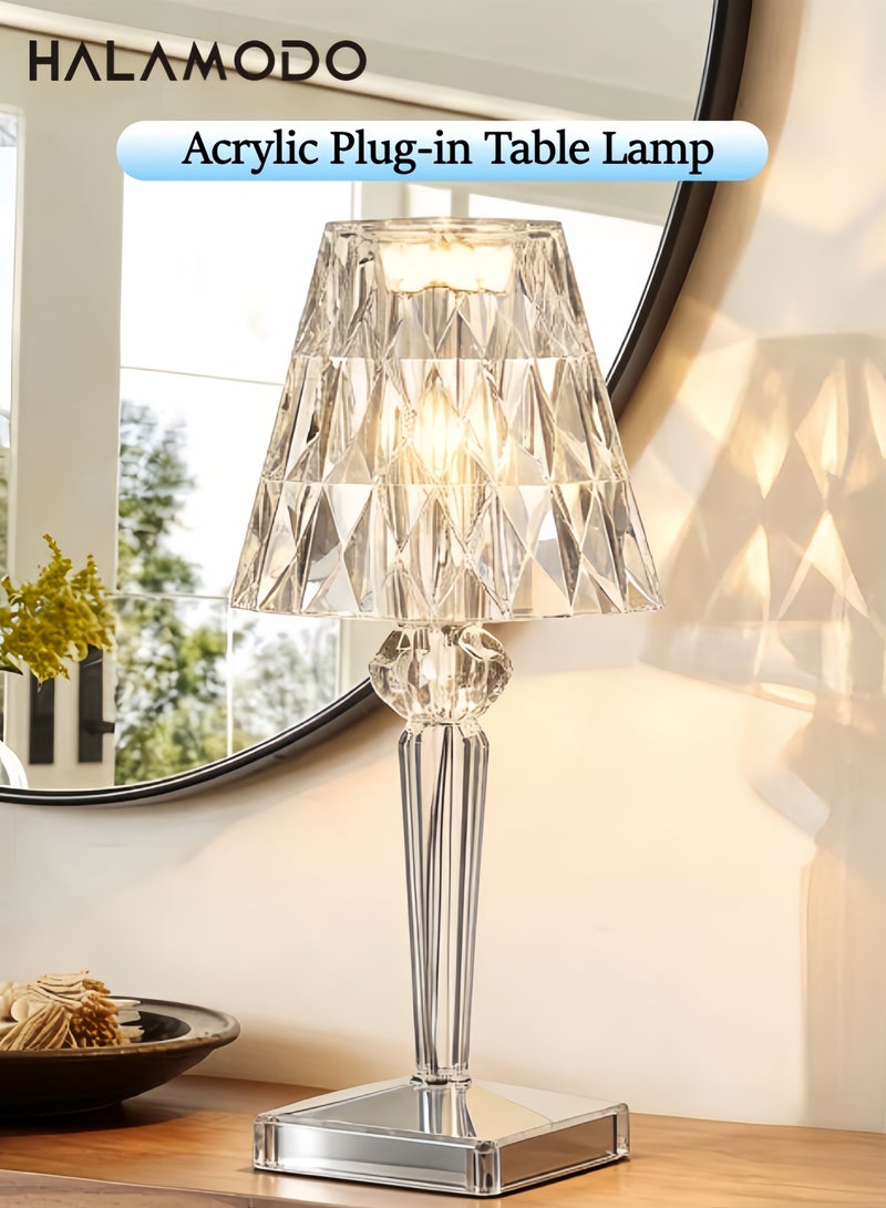 Plug-in LED Table Lamp Bohemian Acrylic Crystal Accent Light,Metal Bedside Lamps Dimmable Touch Sensor Lamp for Vanity Bar Bedroom - Image 1