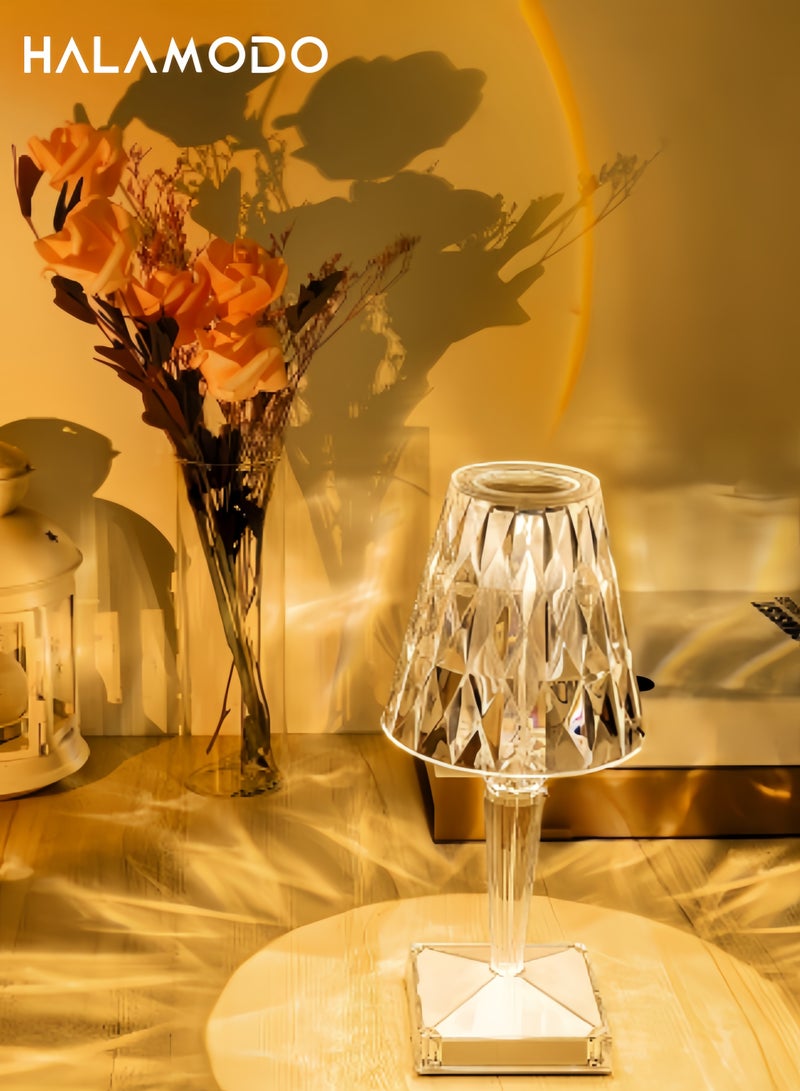 Plug-in LED Table Lamp Bohemian Acrylic Crystal Accent Light,Metal Bedside Lamps Dimmable Touch Sensor Lamp for Vanity Bar Bedroom - Image 5