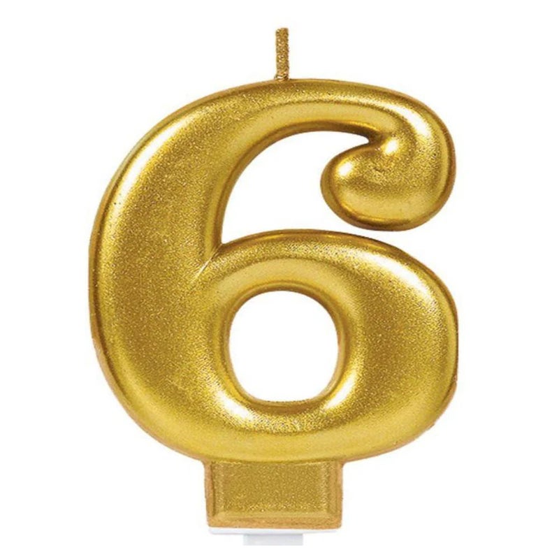 Amscan #6 Metallic Birthday Candle Gold Party Supply 1 Piece - Image 2