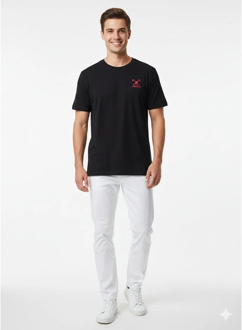 لعب البولو تيشيرت رجالي مطبوع - أسود