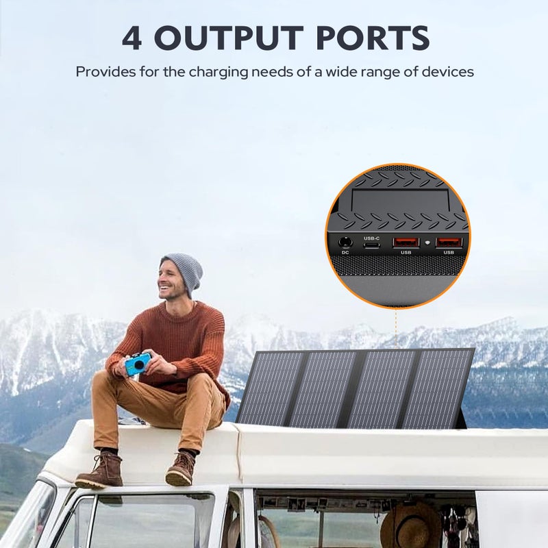ENGINSTAR 60W Foldable Solar Panel Charger with 18V DC Outlet for Portable Power Stations EnginStar/Jackery/Rockpals/Flashfish, Portable Solar Generator with QC 3.0 for Outdoor Camping Van RV Trip - Image 5