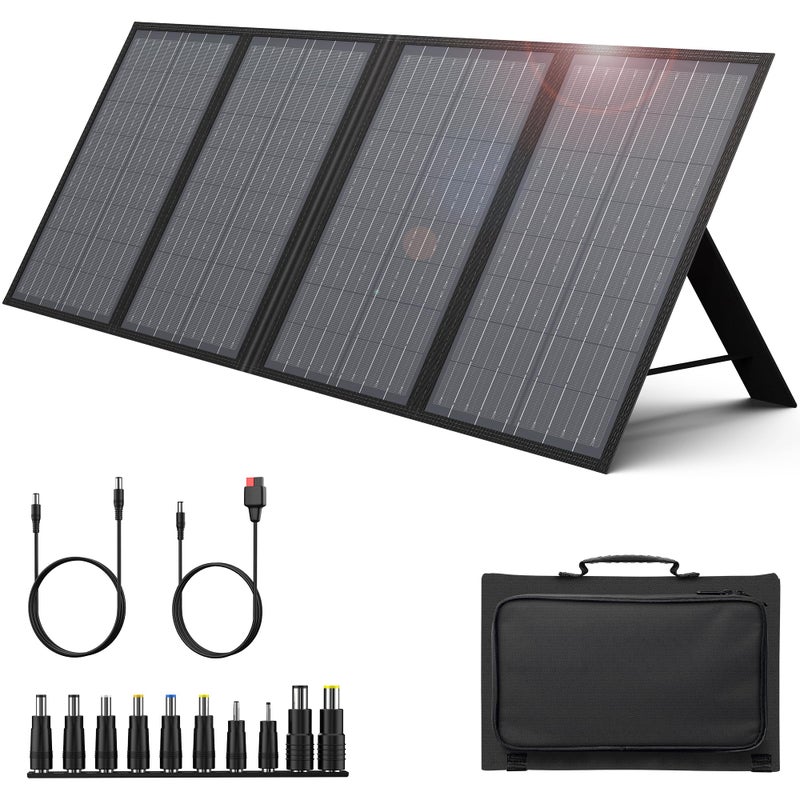 ENGINSTAR 60W Foldable Solar Panel Charger with 18V DC Outlet for Portable Power Stations EnginStar/Jackery/Rockpals/Flashfish, Portable Solar Generator with QC 3.0 for Outdoor Camping Van RV Trip - Image 1