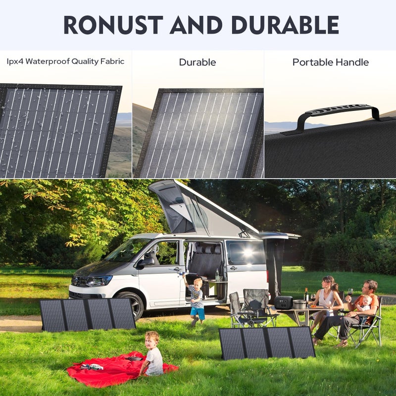 ENGINSTAR 60W Foldable Solar Panel Charger with 18V DC Outlet for Portable Power Stations EnginStar/Jackery/Rockpals/Flashfish, Portable Solar Generator with QC 3.0 for Outdoor Camping Van RV Trip - Image 3