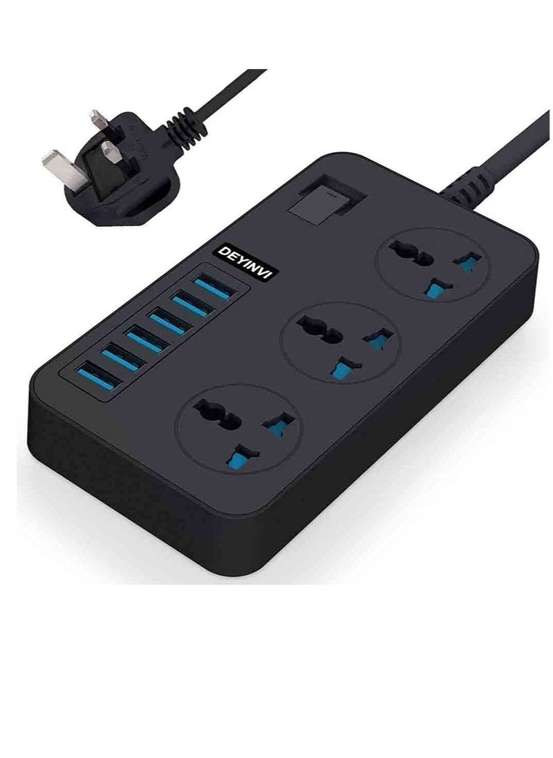 ELTRAZONE Universal 3 Gang Extension Lead Power Strip with USB Wall Plug Adapter and Surge Protector  - Image 2