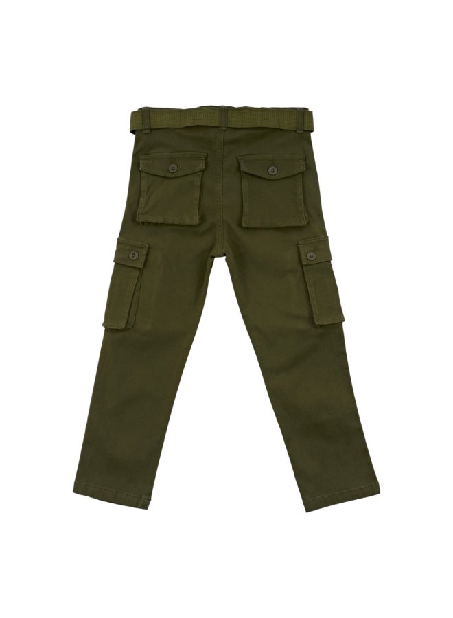 MARWAN Boys Twill Cargo Long Pants with Adjustable Waist Belt, Multi-Pocket Design - Image 2