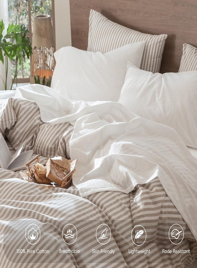 MooMee Bedding Sheet Set 100% Washed Cotton Linen Like Textured Breathable Durable Soft Comfy (Solid Off White, California King) - Image 4