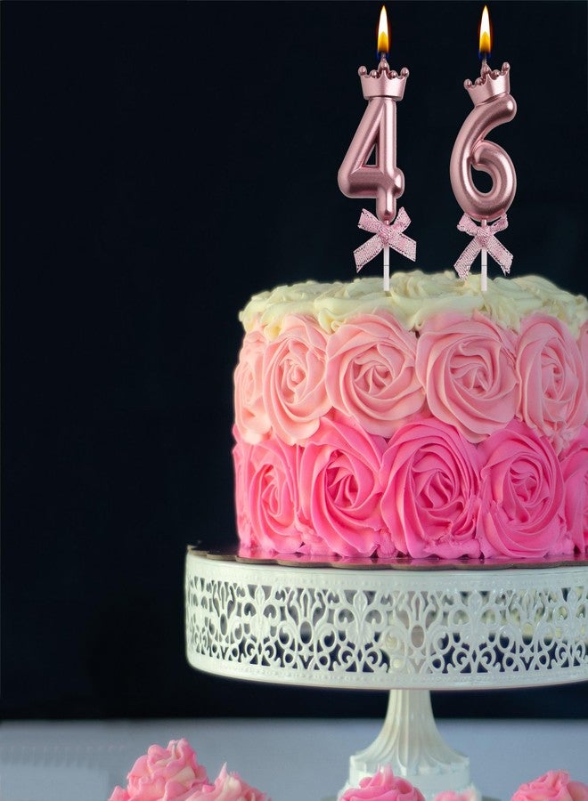 AOOLADA 46th 64th Birthday Candles, Rose Gold 64 46 Year Old Cake Topper Number Birthday Candles, Birthday Party Decorations Gifts for Women Men - Image 4
