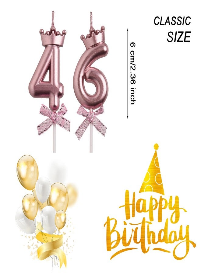 AOOLADA 46th 64th Birthday Candles, Rose Gold 64 46 Year Old Cake Topper Number Birthday Candles, Birthday Party Decorations Gifts for Women Men - Image 2