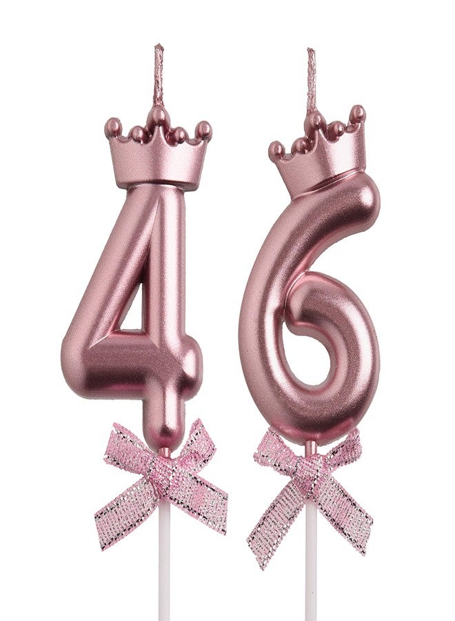 AOOLADA 46th 64th Birthday Candles, Rose Gold 64 46 Year Old Cake Topper Number Birthday Candles, Birthday Party Decorations Gifts for Women Men - Image 1