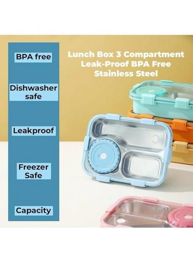 VAGMI 3 Compartment Leak-Proof BPA Free Stainless Steel, Lunch Box for Kids/School & Office - 700 ml (Pack of 1) - Image 3