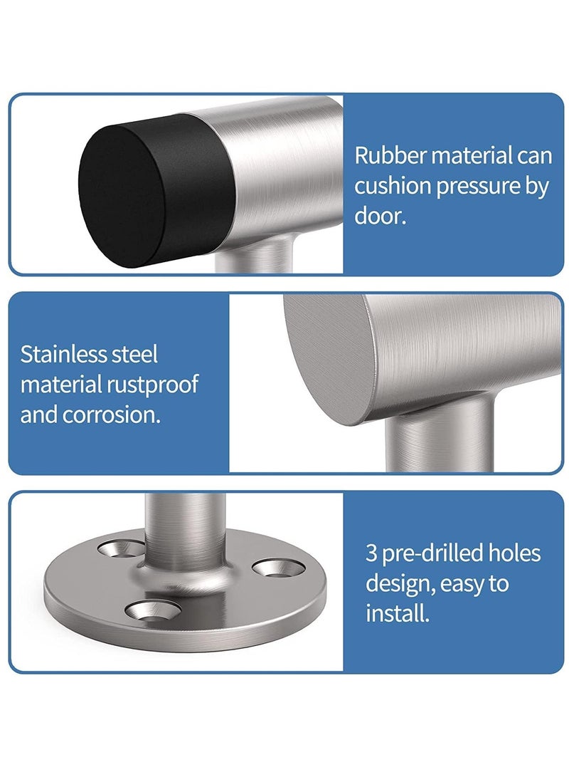 SYOSI 2 Packs Door Stops Rubber Black Door Stop Modern Chrome Silver Door Stopper Floor Mount Door Stop Heavy Duty Door Stopper with Rubber Bumper  - Image 2
