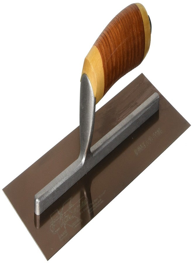 كرافت تول مجرفة جبس من الفولاذ المقاوم للصدأ باللون الذهبي من سلسلة Elite من Kraft Tool PLE454L بمقبض من الجلد، مقاس 11 × 4-1/2 بوصة - Image 2