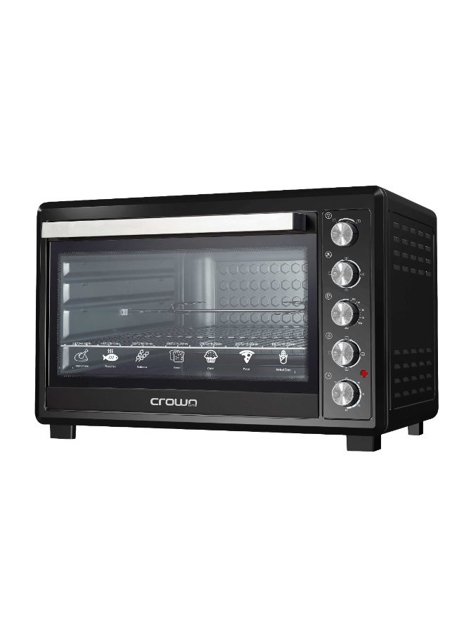 Crownline EO-439 Electric Oven, 100L 2800W, Double Grill & Convection, Rotisserie, Adjustable Thermostat up to 250°C, Glass Door, Anti-Rust Stainless Steel Interior – Black 100 L 2800 W EO-439 black - Image 1