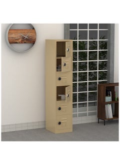 Mahmayi Mahmayi Beige Modern 6 Door Locker with Digital Lock, Full Security Device, Privacy Door Locker, Documents, Cash, Jewelry Safety for Home, Garage, Hotel, Office (38x46x183cm)  - Image 2