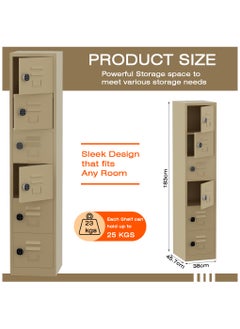 Mahmayi Mahmayi Beige Modern 6 Door Locker with Digital Lock, Full Security Device, Privacy Door Locker, Documents, Cash, Jewelry Safety for Home, Garage, Hotel, Office (38x46x183cm)  - Image 4