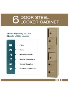 Mahmayi Mahmayi Beige Modern 6 Door Locker with Digital Lock, Full Security Device, Privacy Door Locker, Documents, Cash, Jewelry Safety for Home, Garage, Hotel, Office (38x46x183cm)  - Image 5