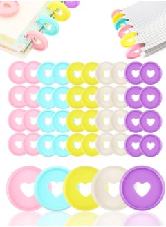 SYOSI 50Pcs Disc Binding Rings Multicolor Heart Plastic Binder Book Keychain Flexible for Scrapbooking Planners Cards Document Stack Calender Organization School Home Use 5 Colors 35mm  - Image 1