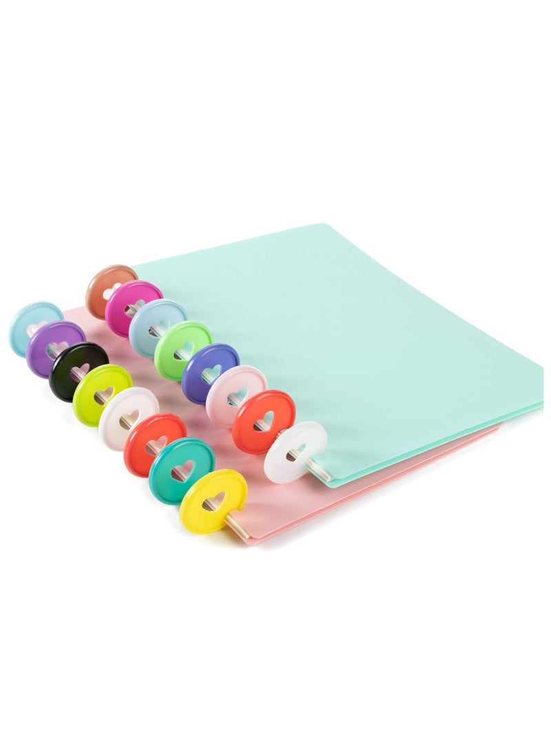 50Pcs Disc Binding Rings Multicolor Heart Plastic Binder Book Keychain Flexible for Scrapbooking Planners Cards Document Stack Calender Organization School Home Use 5 Colors 35mm