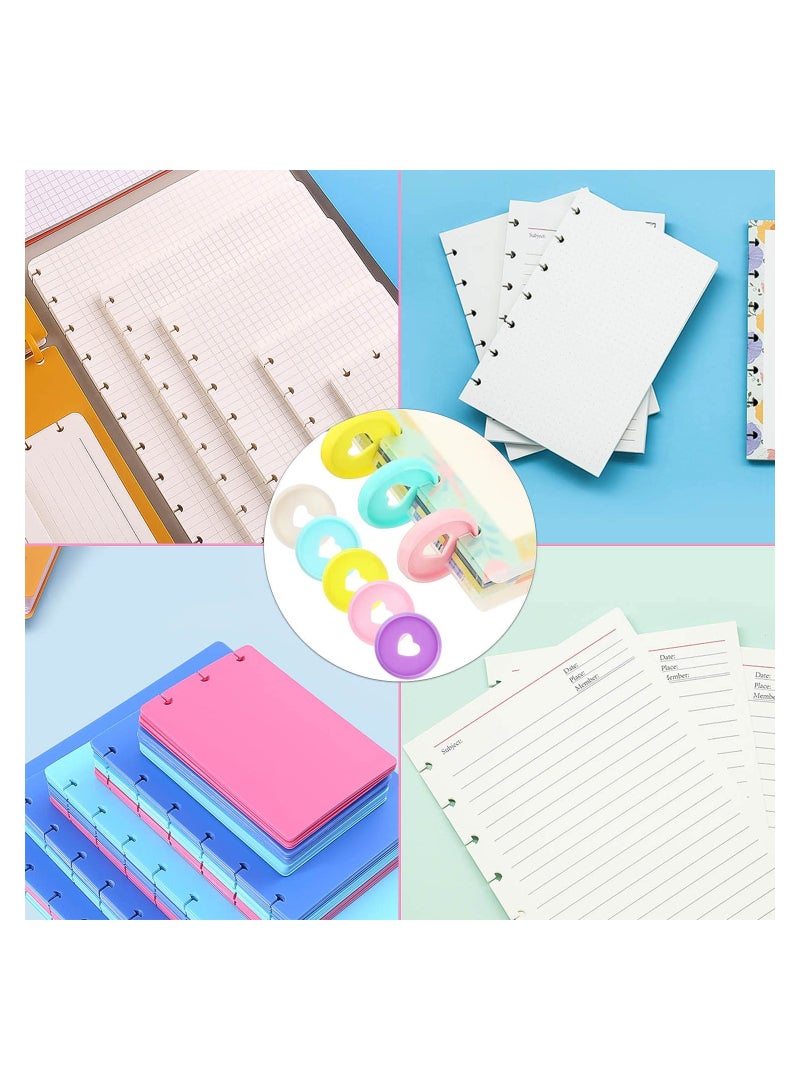 50Pcs Disc Binding Rings Multicolor Heart Plastic Binder Book Keychain Flexible for Scrapbooking Planners Cards Document Stack Calender Organization School Home Use 5 Colors 35mm