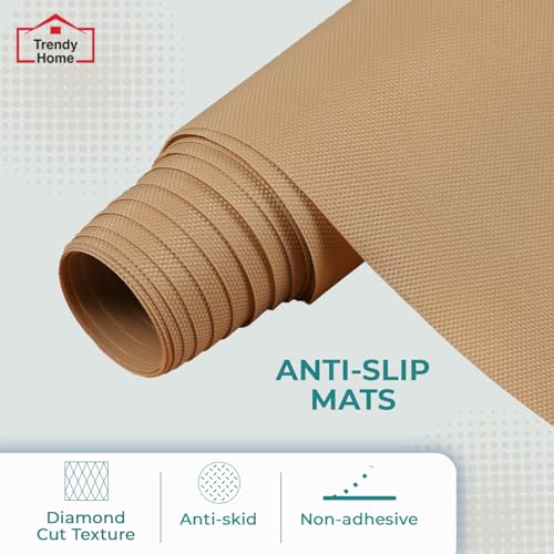 Senego by Trendy Home Anti-Slip Mat for Kitchen (45 cm x 5 m), Food Grade & Washable, Mat for Fridge, Shelves, Cupboards, EVA Shelf Liner Sheet for Drawers & Wardrobe (Diamond Texture, Beige) - Image 2