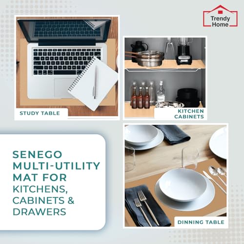 Senego by Trendy Home Anti-Slip Mat for Kitchen (45 cm x 5 m), Food Grade & Washable, Mat for Fridge, Shelves, Cupboards, EVA Shelf Liner Sheet for Drawers & Wardrobe (Diamond Texture, Beige) - Image 5