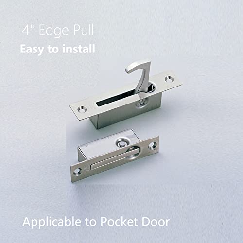 Dontay Pocket Door Handle, 3.75" Edge Pull, Stainless Steel, Flush Mount Door Pull for Pocket Sliding Door, Cabinets, and Drawers (1, Brushed Nickel) - Image 3