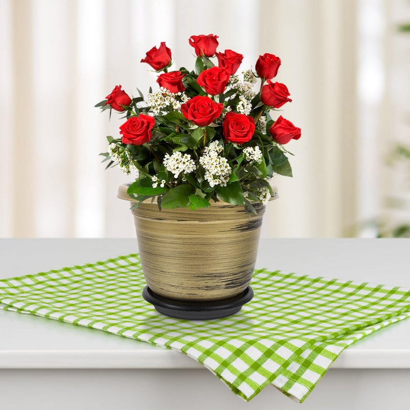 5 Pcs 22cm Round Plant Pots with Drainage Tray Thickened Decorative Indoor Garden Planters - Image 5