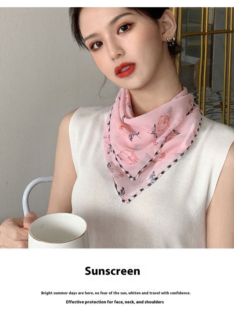 1Pcs Summer Sunscreen Mask Ice Silk Breathable Veil Ear-Hanging Neck Scarf Outdoor Sunscreen Mask Pink - Image 3