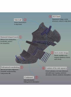 KASTWAVE Mens Ankle Socks，Low Cut Athletic Tab Socks(Gray)  - Image 3