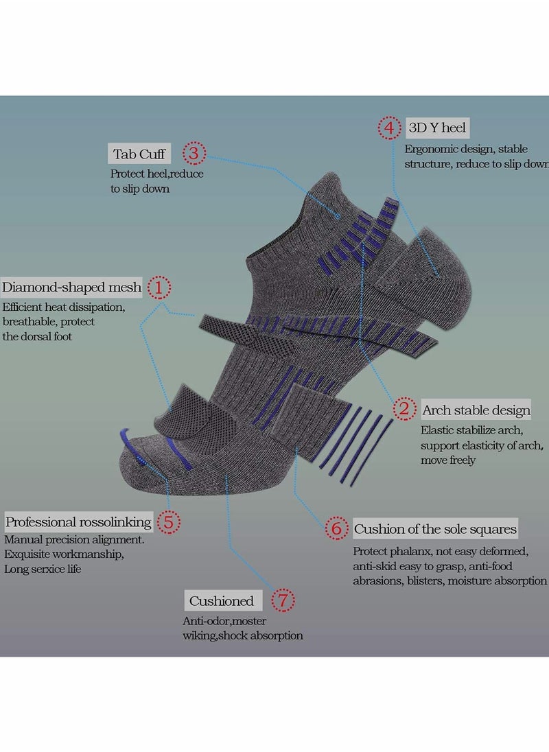 KASTWAVE Mens Ankle Socks，Low Cut Athletic Tab Socks(Gray)  - Image 3