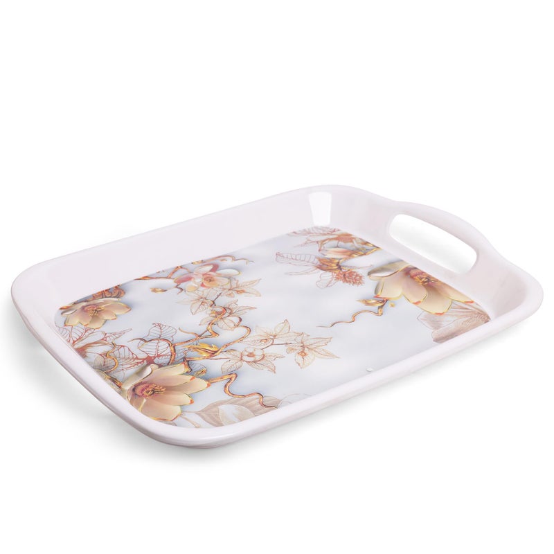 Home Pro Home-Pro - Melamine Serving Tray Set of 2 | 2 Different Sizes | Fancy Design | Ideal for Serving Snacks/Tea/Coffee | Tray Medium & Large Sizes - Image 2