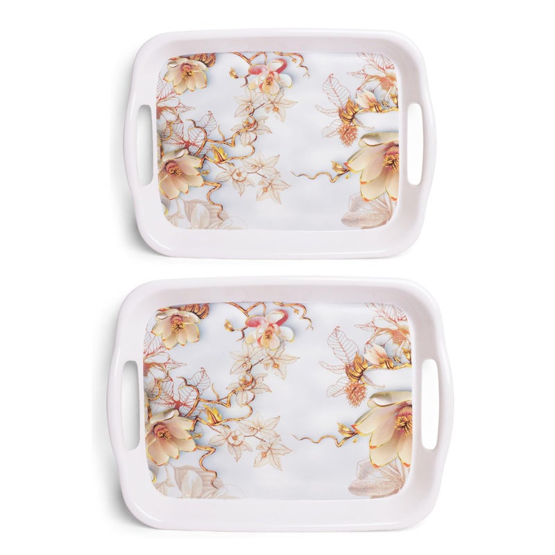 Home Pro Home-Pro - Melamine Serving Tray Set of 2 | 2 Different Sizes | Fancy Design | Ideal for Serving Snacks/Tea/Coffee | Tray Medium & Large Sizes - Image 1
