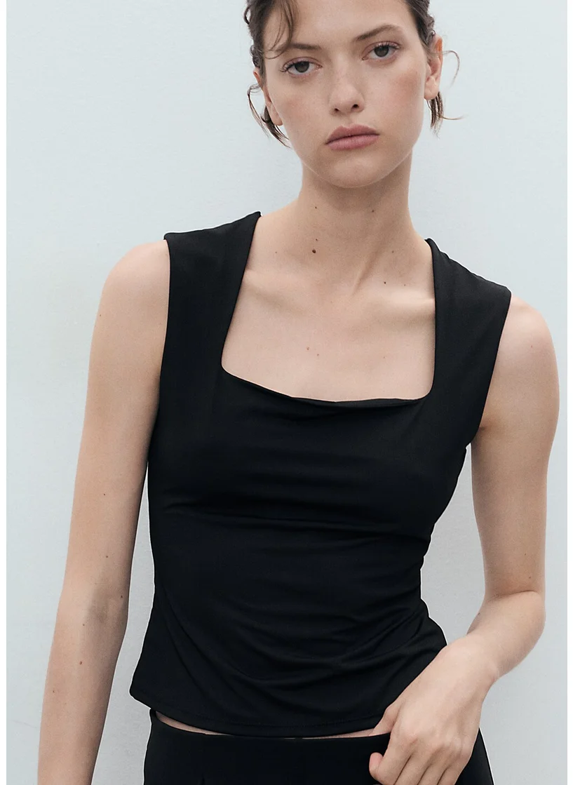MANGO Fitted Top With Wide Straps