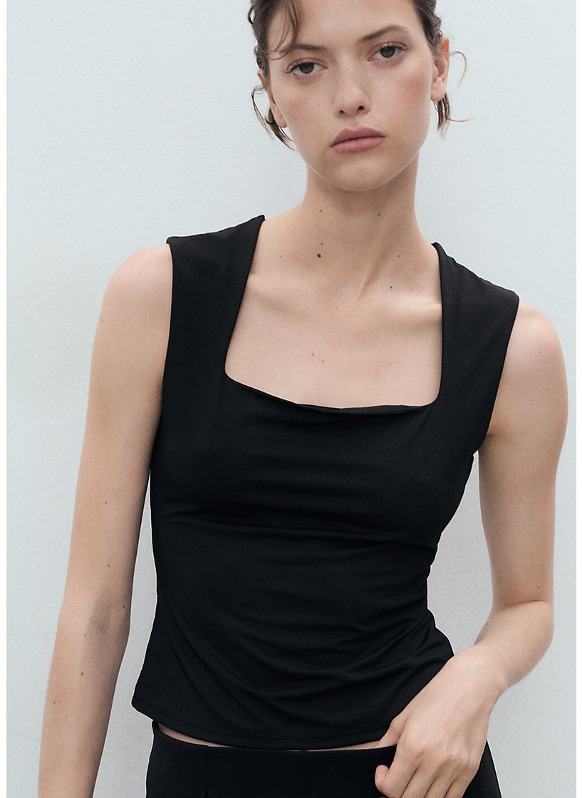 MANGO Fitted Top With Wide Straps  - Image 1