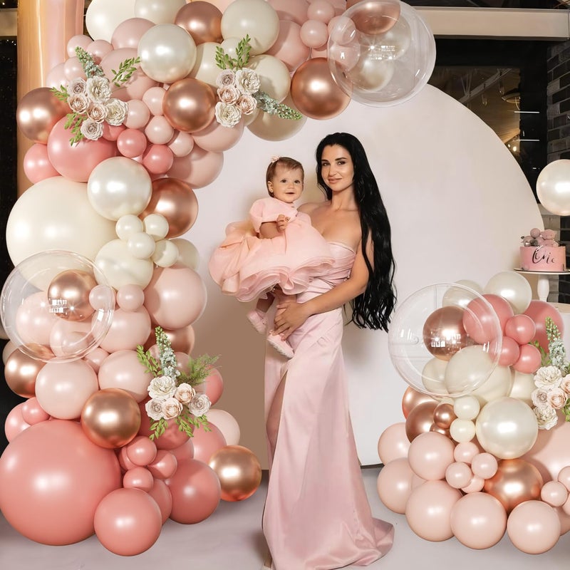 NUTTYBASH Dusty Pink Balloon Arch Kit 126 Pcs Retro Blush Pink and Metallic Rose Gold Balloon Arch Garland Kit for Wedding Birthday Baby Shower Gender Reveal Bridal Decorations - Image 2