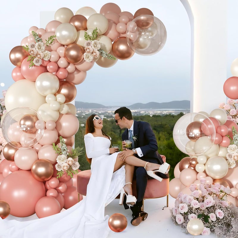 NUTTYBASH Dusty Pink Balloon Arch Kit 126 Pcs Retro Blush Pink and Metallic Rose Gold Balloon Arch Garland Kit for Wedding Birthday Baby Shower Gender Reveal Bridal Decorations - Image 4