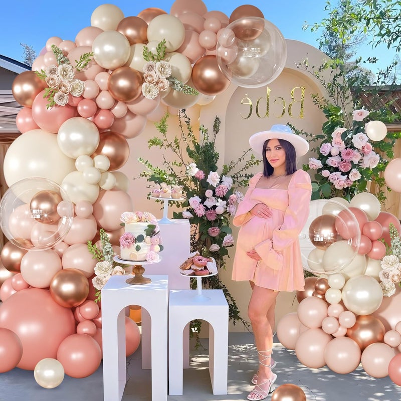 NUTTYBASH Dusty Pink Balloon Arch Kit 126 Pcs Retro Blush Pink and Metallic Rose Gold Balloon Arch Garland Kit for Wedding Birthday Baby Shower Gender Reveal Bridal Decorations - Image 5