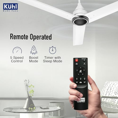 KUHL Arctis A4 1200 mm BLDC 65% Power Saving BLDC Ceiling Fan With Remote | BEE 5 Star Rated & ISI Marked | High Air Flow | 5 Year Warranty on Motor | White Dual - Image 3