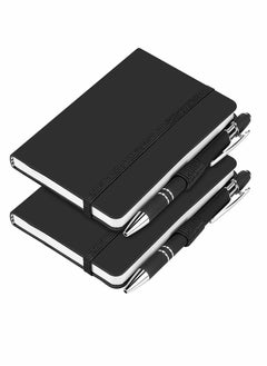 Pocket Notebook, 2 Pack Small Notebook with Pen, A6 Size Journal Hardcover