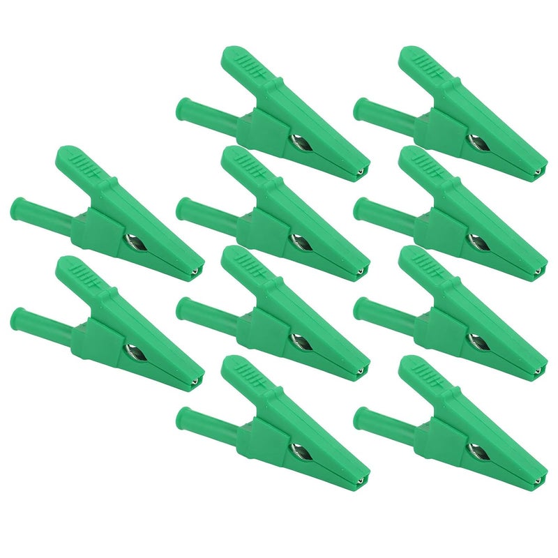 Power Test Clip 10Pcs Set, 20mm Opening Electrical Test Clamp with 4mm Jack, 30A 1000V Insulated Safety Type Test Clip - Good Conductivity Brass, Multi - Purpose for Circuit Test (Green) - Image 3