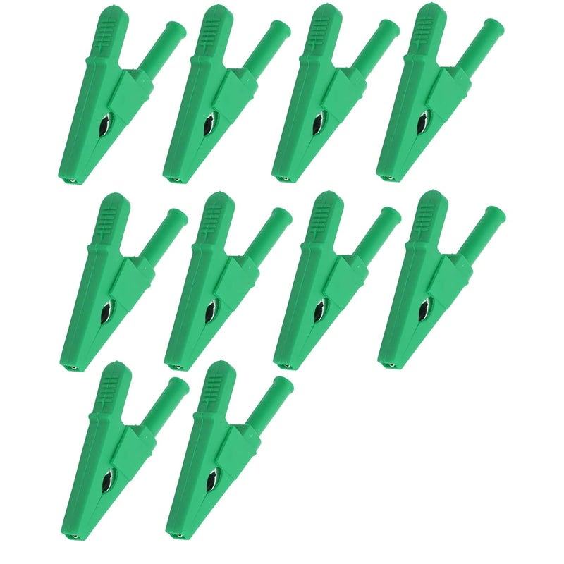 Power Test Clip 10Pcs Set, 20mm Opening Electrical Test Clamp with 4mm Jack, 30A 1000V Insulated Safety Type Test Clip - Good Conductivity Brass, Multi - Purpose for Circuit Test (Green) - Image 2