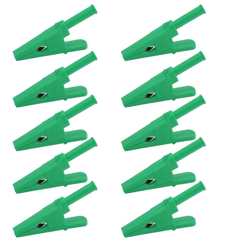Power Test Clip 10Pcs Set, 20mm Opening Electrical Test Clamp with 4mm Jack, 30A 1000V Insulated Safety Type Test Clip - Good Conductivity Brass, Multi - Purpose for Circuit Test (Green) - Image 1