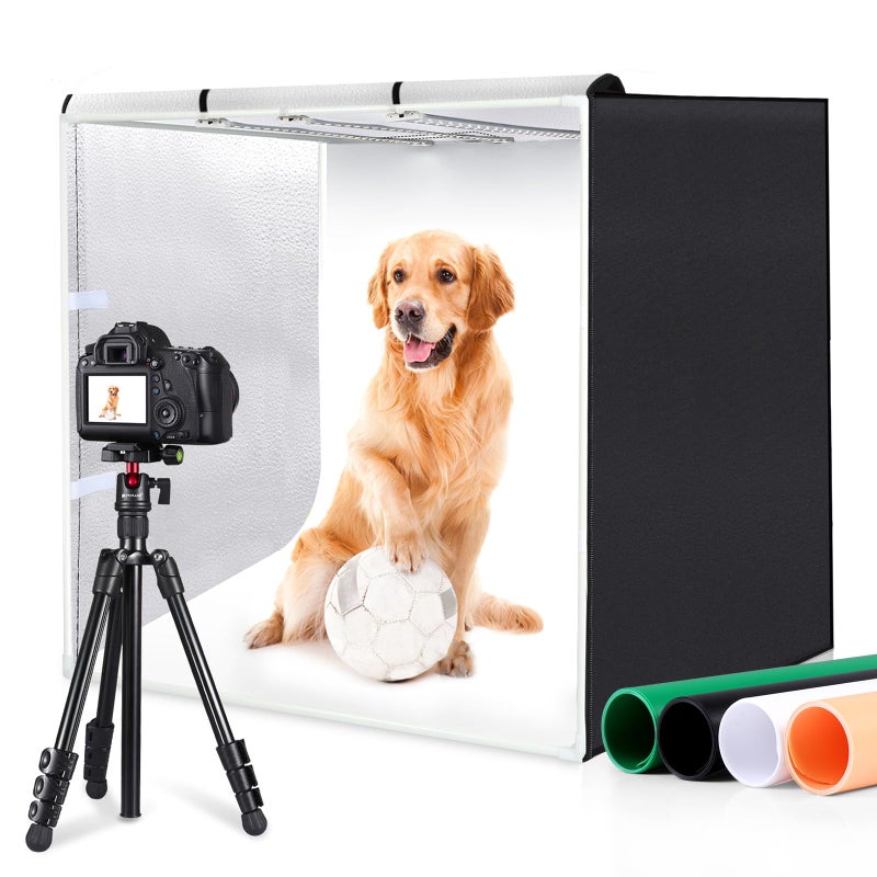 PULUZ 32"x32" Light Box Photography, Large Photo Light Box with 3 Stepless Dimming Light Panel, 234 LED Beads, Professional Photo Booth Shooting Tent Kit with 4 Color Backdrops for Product Photography - Image 1