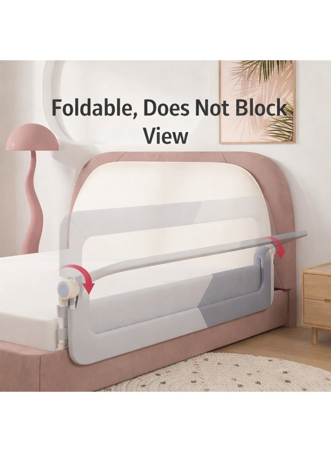 واي آند دي حاجز سرير للأطفال الصغار، حاجز أمان لأسرة الأطفال، حواجز سرير للأطفال الصغار مع تثبيت معزز، حاجز أمان قابل للتعديل والطي لأسرة مزدوجة، كاملة، كوين وكينغ - Image 5
