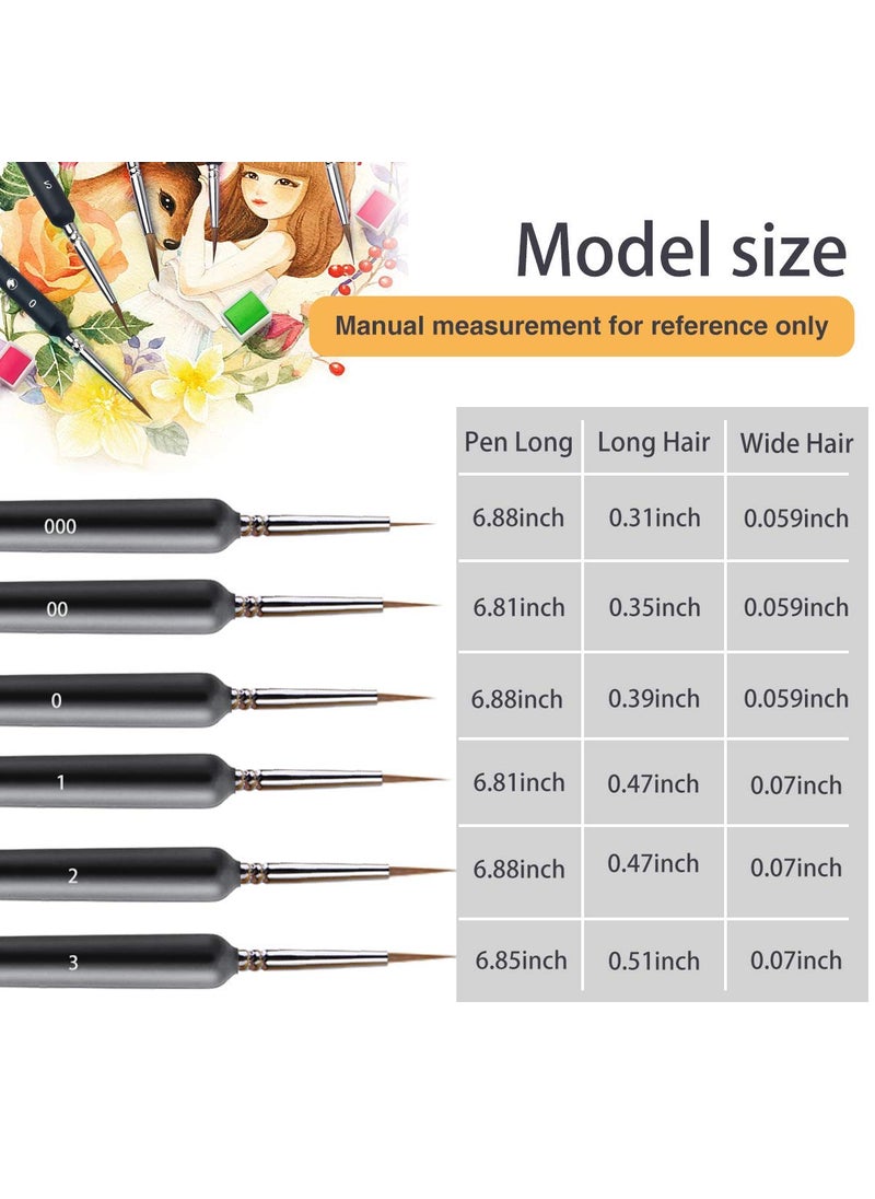 ArtBee ArtBee® Fine Liner Painting Brushes Set, Professional Wolf Fine Tip,Paint Brush Set with Nylon Hair Detailing Paint Drawing Brush (6PC)  - Image 5