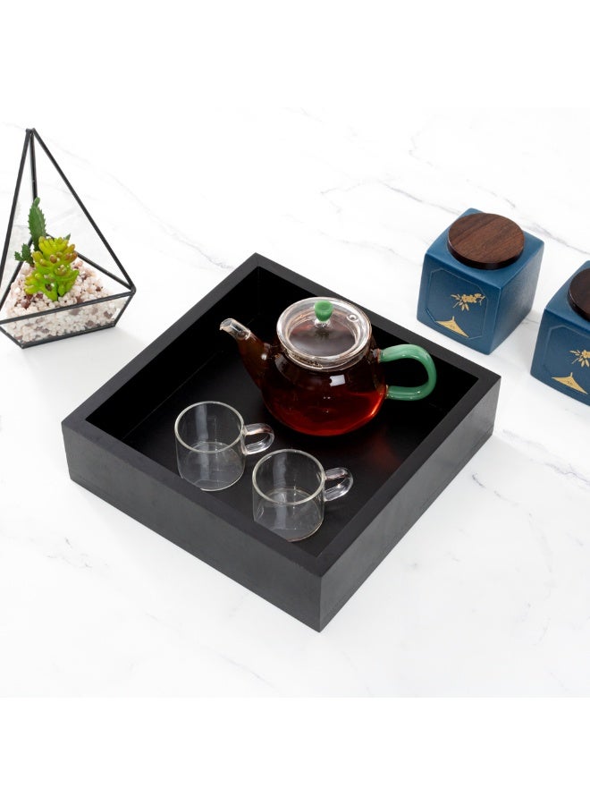 Restaurantware صينية خشبية 10 × 3 بوصة، صندوق خشبي مربع متين - مقاوم للكسر، مقاوم للتشقق، صينية صندوق خشبي من الخيزران الأسود، للطعام، والأدوات، والأواني - Image 3