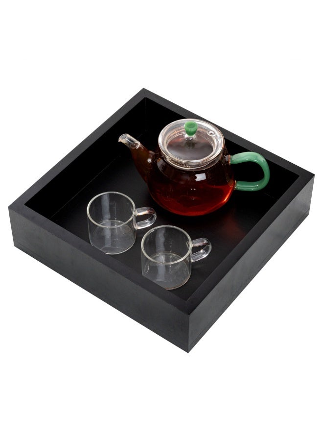 Restaurantware صينية خشبية 10 × 3 بوصة، صندوق خشبي مربع متين - مقاوم للكسر، مقاوم للتشقق، صينية صندوق خشبي من الخيزران الأسود، للطعام، والأدوات، والأواني - Image 2