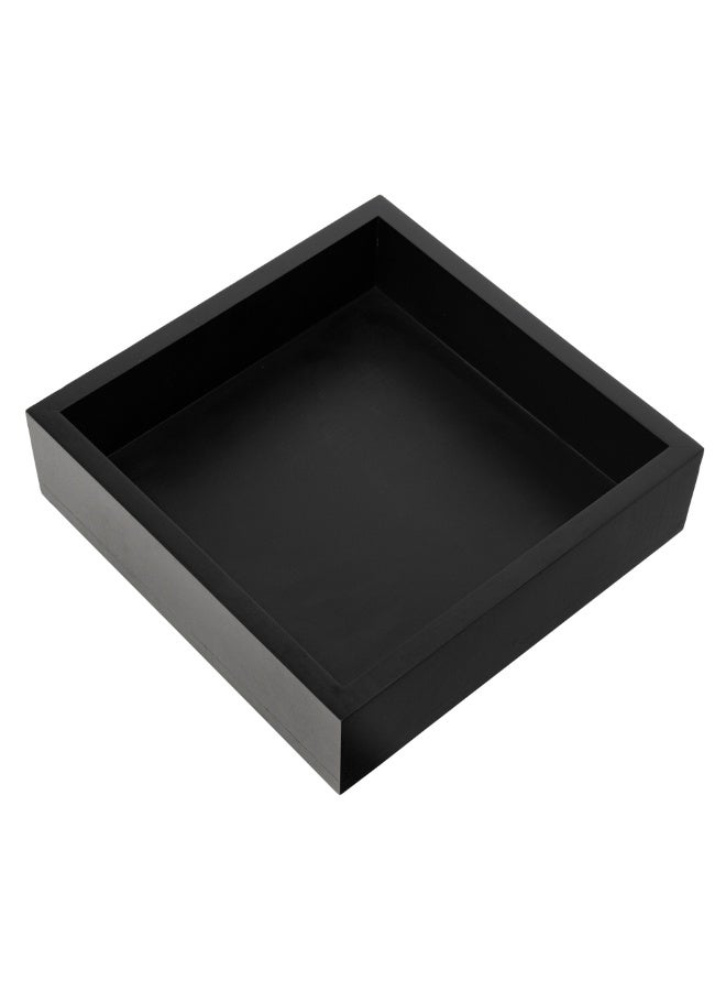 Restaurantware صينية خشبية 10 × 3 بوصة، صندوق خشبي مربع متين - مقاوم للكسر، مقاوم للتشقق، صينية صندوق خشبي من الخيزران الأسود، للطعام، والأدوات، والأواني - Image 1